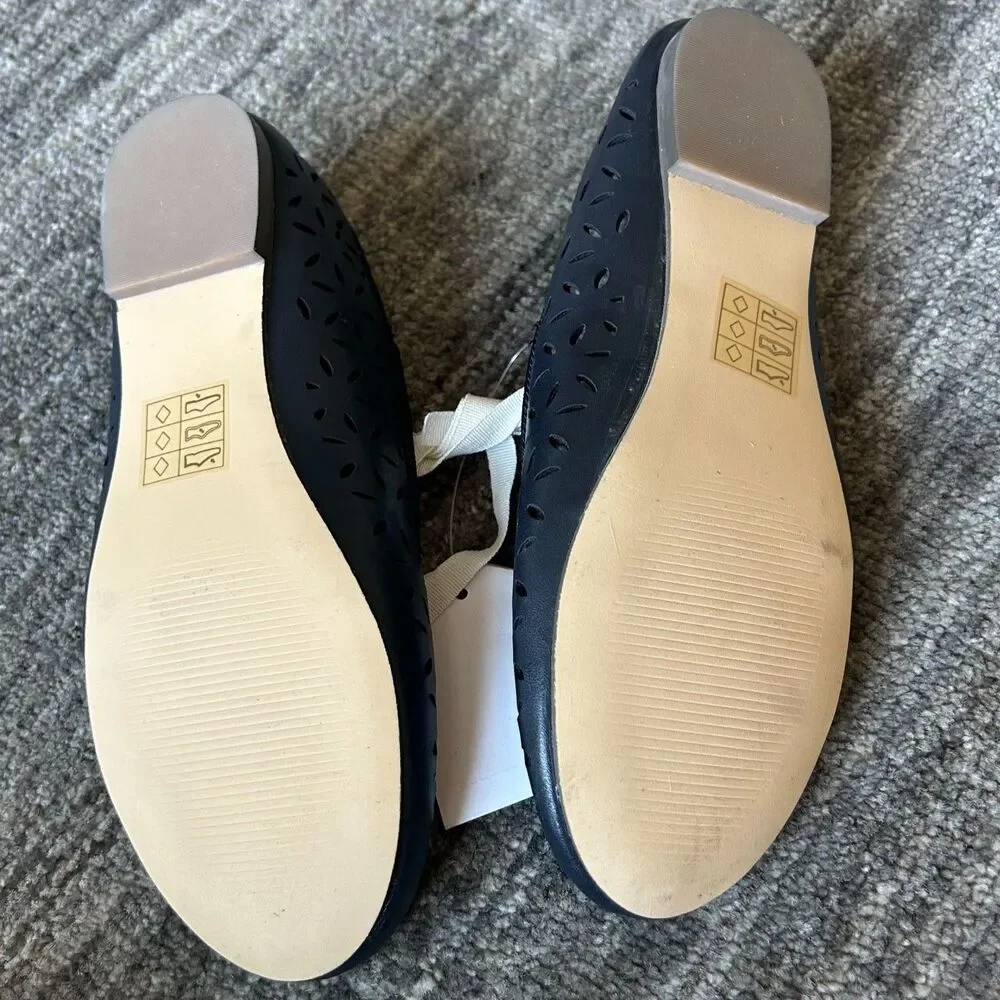 Crewcuts by J. Crew Girls Cutout Navy Ballet Flats, Size 3 NWT